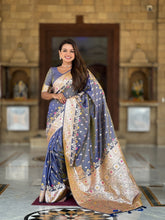 Soft Banarasi silk saree with zari weaving Meenakari touchup design